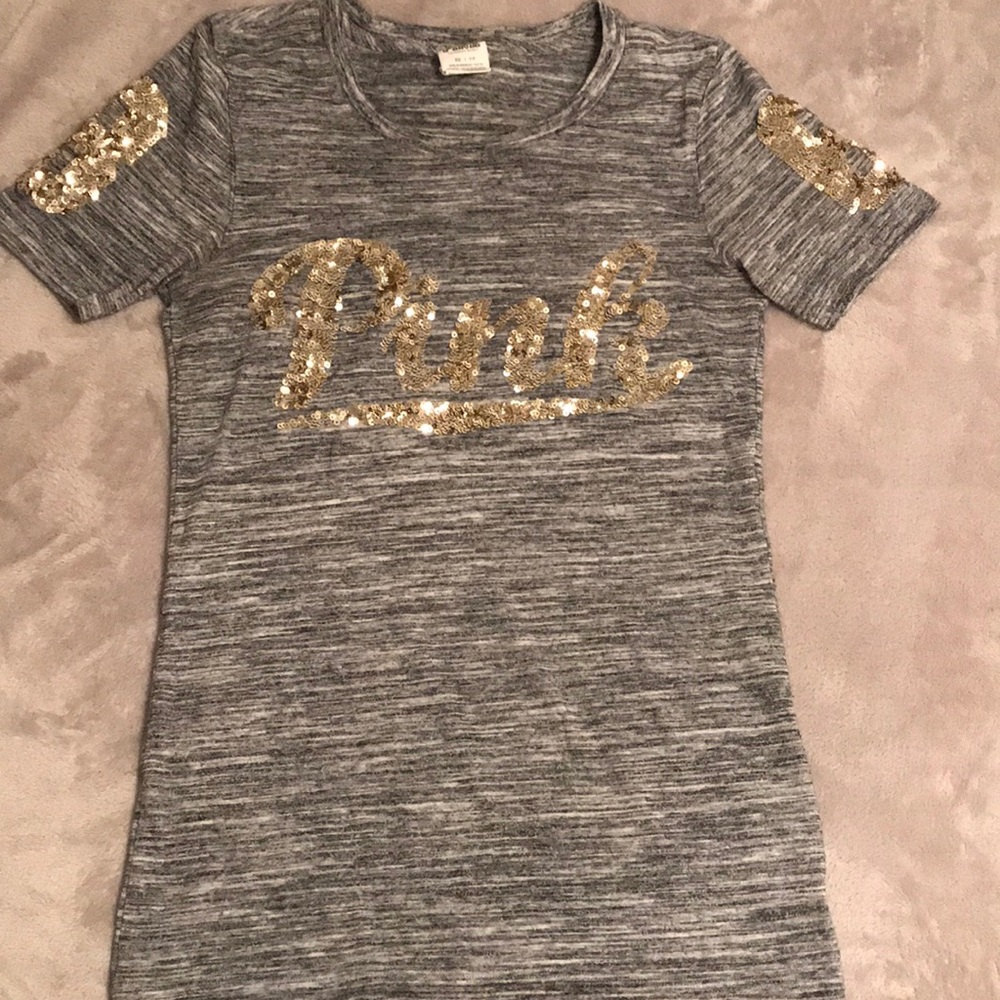 Pink Bling Shirt in grey with gold bling - Picture 1 of 2